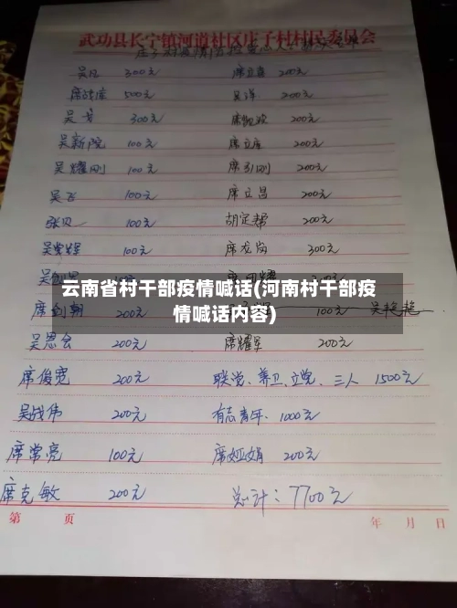 云南省村干部疫情喊话(河南村干部疫情喊话内容)-第1张图片