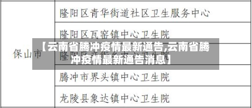 【云南省腾冲疫情最新通告,云南省腾冲疫情最新通告消息】-第1张图片
